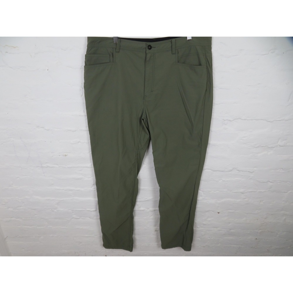 Western Rise Evolution Pants Mens 38x32 Green Stretch Travel Chino Slim Fit